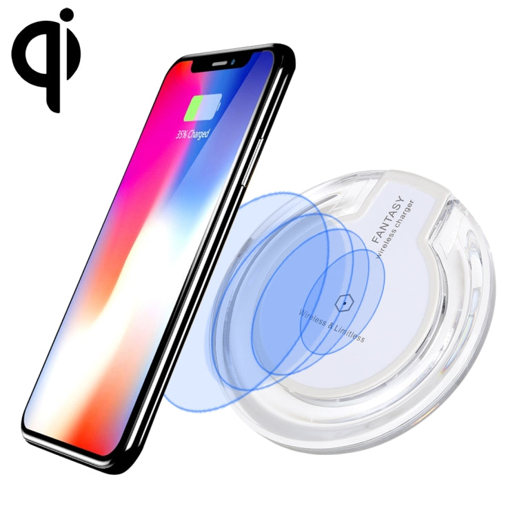 Caricabatterie wireless ultrasottile standard FANTASY 5V 1A con uscita Qi con indicatore di carica, supporto telefoni standard QI, FANTASY 5V 1A, FANTASY White