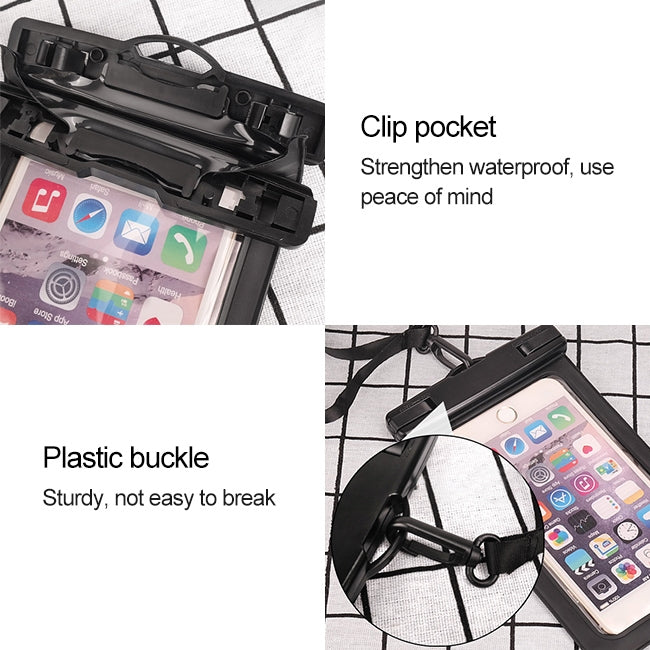 Borsa impermeabile universale IPX8 in PVC trasparente con cordino per smartphone inferiori a 6,3 pollici