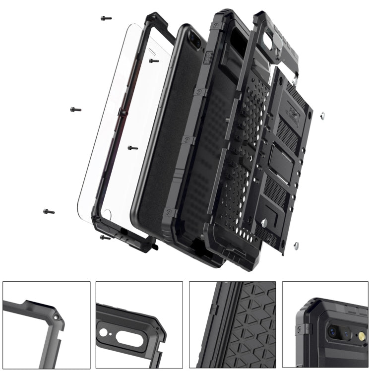 Custodia in lega di zinco antiurto antipolvere impermeabile + custodia in silicone per iPhone 8 Plus e 7 Plus, iPhone 8 Plus & 7 Plus