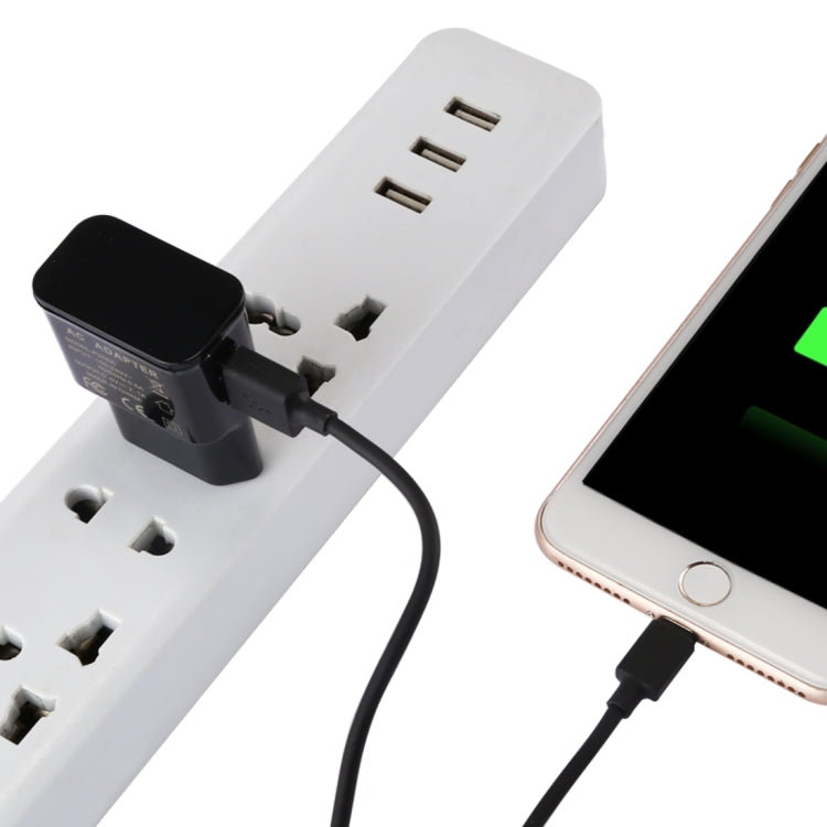 Per iPhone 5V 2.1A Caricatore USB con identificazione intelligente con cavo di ricarica da USB a 8 pin da 1 m, presa EU