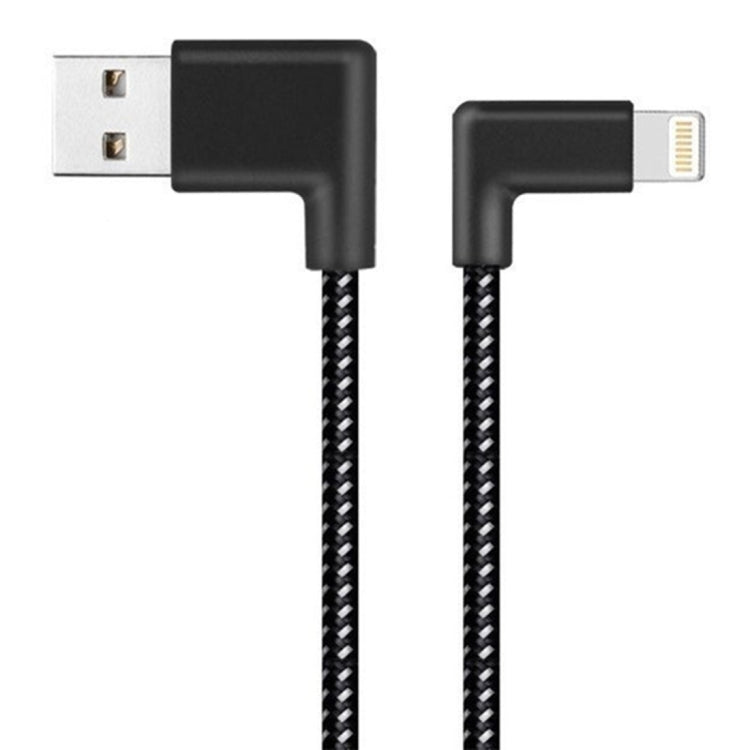 Cavo di ricarica per sincronizzazione dati a doppio gomito stile nylon intrecciato da USB a 8 pin da 1 m 2A, 1m 8 Pin 2A