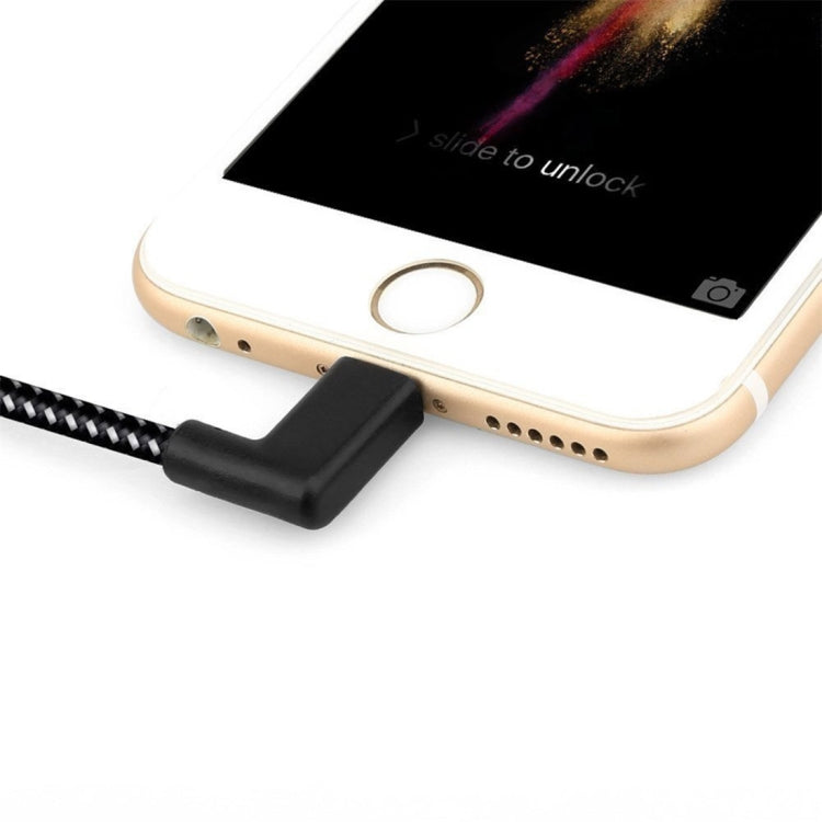 Cavo di ricarica per sincronizzazione dati a doppio gomito stile nylon intrecciato da USB a 8 pin da 1 m 2A, 1m 8 Pin 2A