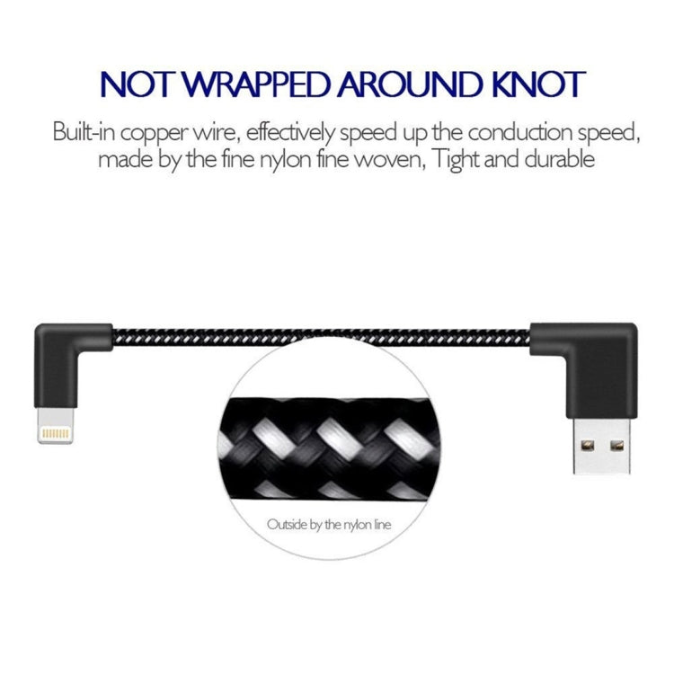 Cavo di ricarica per sincronizzazione dati a doppio gomito stile nylon intrecciato da USB a 8 pin da 1 m 2A, 1m 8 Pin 2A