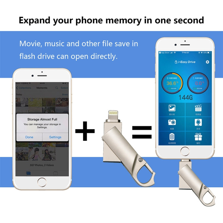 Chiavetta USB portachiavi RQW-10F 2 in 1 USB 2.0 e 8 pin da 32 GB, RQW-10F
