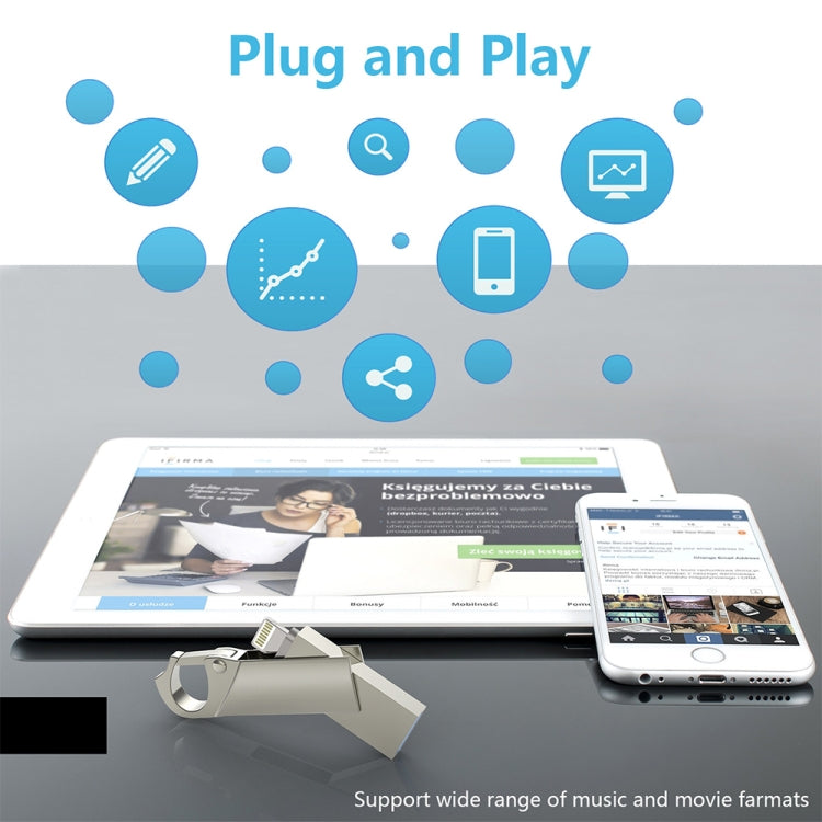 Chiavetta USB portachiavi RQW-10F 2 in 1 USB 2.0 e 8 pin da 32 GB, RQW-10F