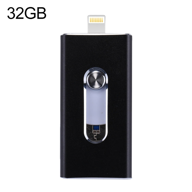 RQW-02 Unità flash USB 2.0 e 8 pin e micro USB 3 in 1 da 32 GB, RQW-02 Black