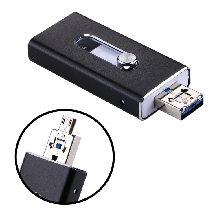 RQW-02 Unità flash USB 2.0 e 8 pin e micro USB 3 in 1 da 32 GB, RQW-02 Black