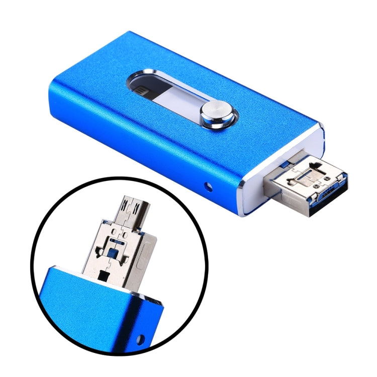 RQW-02 Unità flash USB 2.0 e 8 pin e micro USB 3 in 1 da 32 GB, RQW-02 Blue