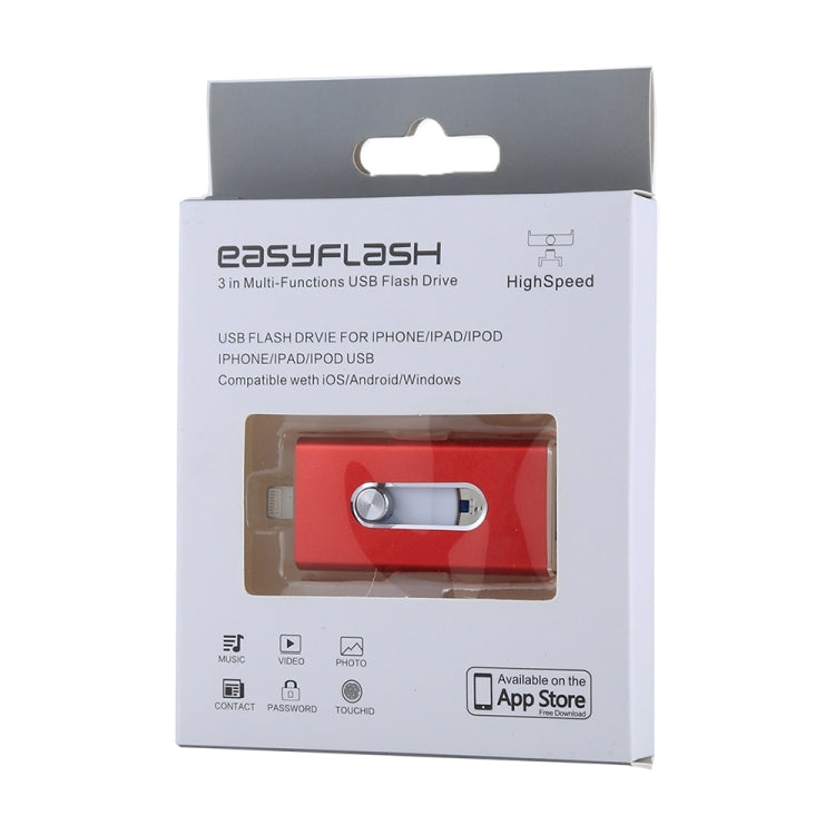 RQW-02 Unità flash USB 2.0 e 8 pin e micro USB 3 in 1 da 32 GB, RQW-02 Red