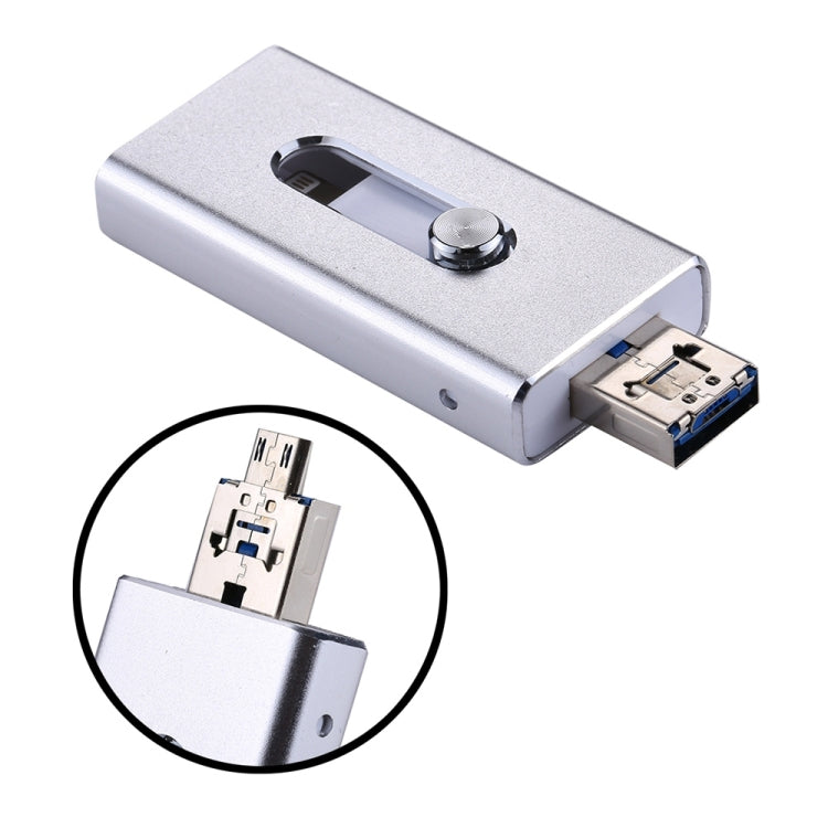RQW-02 Unità flash USB 2.0 e 8 pin e micro USB 3 in 1 da 32 GB, RQW-02 Silver