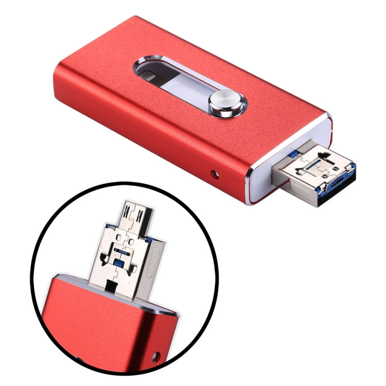 RQW-02 Unità flash USB 2.0 e 8 pin e micro USB 3 in 1 da 128 GB, RQW-02 Red