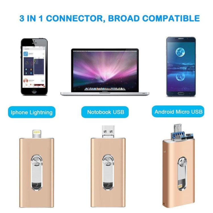 RQW-02 Unità flash USB 2.0 e 8 pin e micro USB 3 in 1 da 16 GB, RQW-02 Black, RQW-02 Gold, RQW-02 Blue, RQW-02 Red, RQW-02 Silver