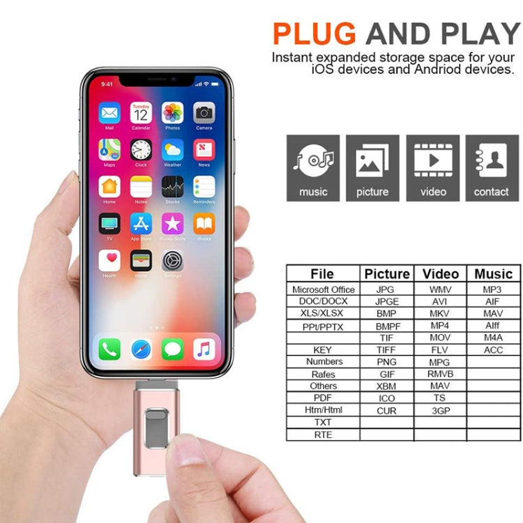 easyflash RQW-01B Chiavetta USB 3 in 1 USB 2.0 e 8 pin e Micro USB da 32 GB, RQW-01B Rose Gold