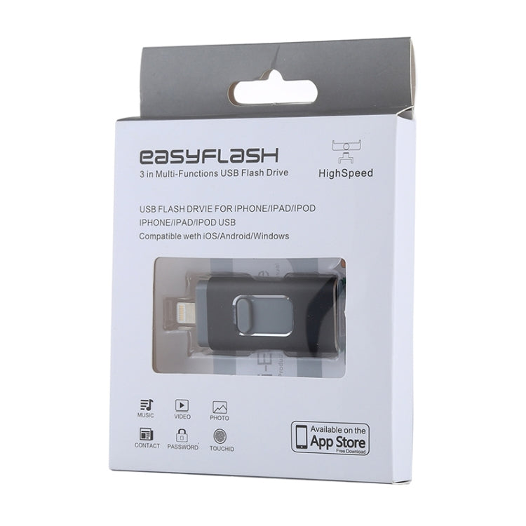 easyflash RQW-01B Chiavetta USB 2.0 3 in 1 e 8 pin e micro USB da 64 GB, RQW-01B Black