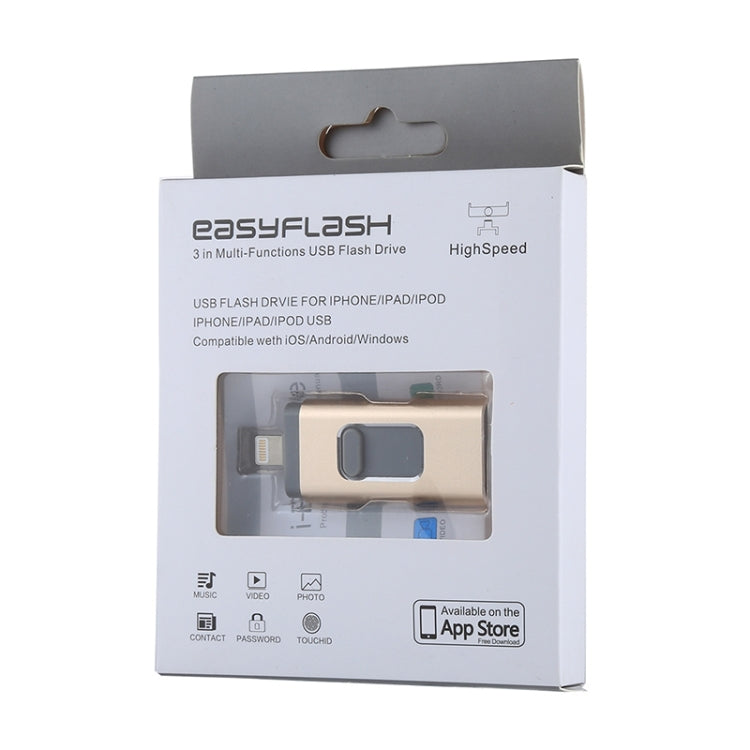 easyflash RQW-01B Chiavetta USB 2.0 3 in 1 e 8 pin e micro USB da 64 GB, RQW-01B Gold