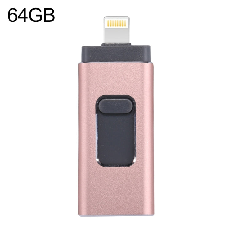 easyflash RQW-01B Chiavetta USB 2.0 3 in 1 e 8 pin e micro USB da 64 GB, RQW-01B Rose Gold