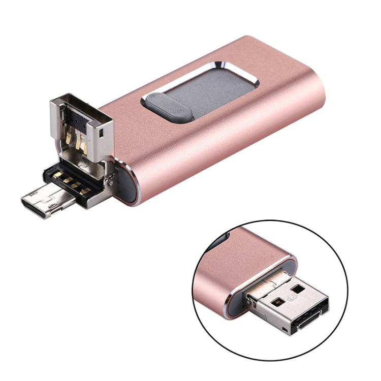 easyflash RQW-01B Chiavetta USB 2.0 3 in 1 e 8 pin e micro USB da 64 GB, RQW-01B Rose Gold