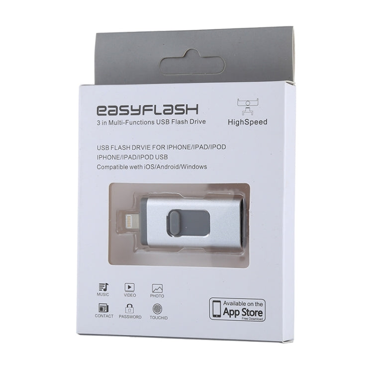 easyflash RQW-01B Chiavetta USB 2.0 3 in 1 e 8 pin e micro USB da 64 GB, RQW-01B Silver