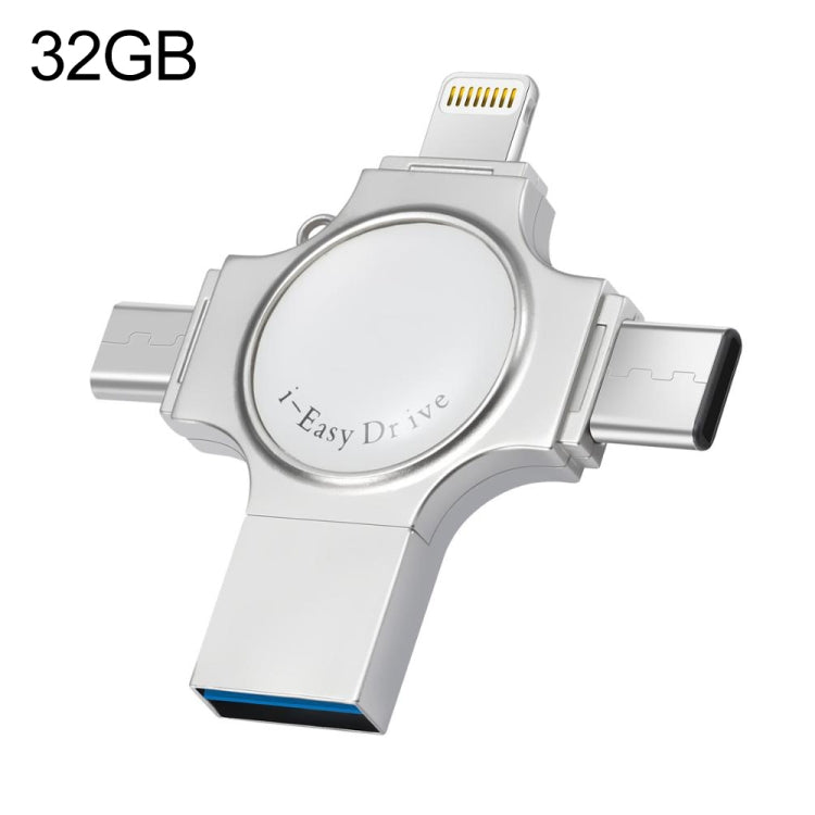 Unità flash RQW-11S 4 in 1 USB 2.0 e 8 pin e micro USB e USB-C/Type-C da 32 GB, RQW-11S