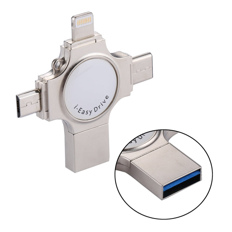 Unità flash RQW-11S 4 in 1 USB 2.0 e 8 pin e micro USB e USB-C/Type-C da 16 GB, RQW-11S