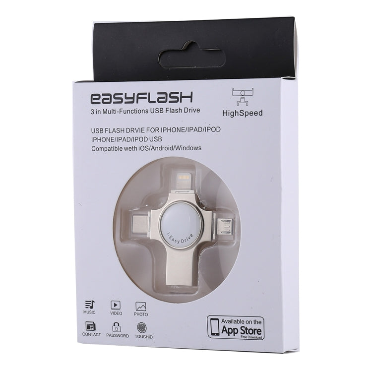 Unità flash RQW-11S 4 in 1 USB 2.0 e 8 pin e micro USB e USB-C/Type-C da 16 GB, RQW-11S