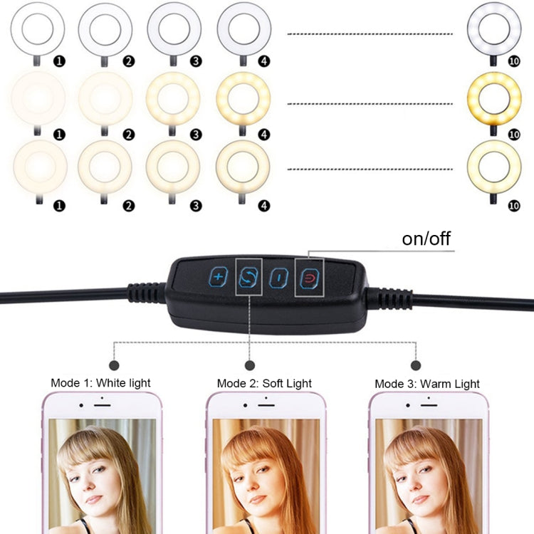 With 3-light mode, 10-level brightness LED desk lamp, compatible with iPhone/Android, for live streaming, KTV, live broadcast, live show, etc.