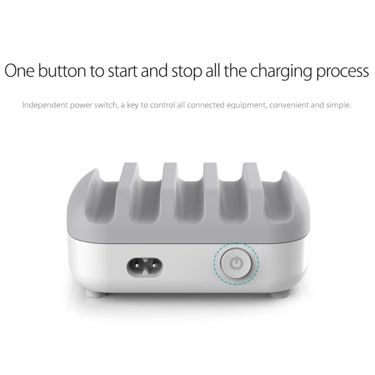 Stazione di ricarica intelligente ORICO DUK-5P 40W 5 porte USB con supporto per telefono e tablet