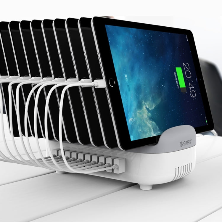 Stazione di ricarica intelligente ORICO DUK-10P 120 W 10 porte USB con supporto per telefono e tablet, EU Plug(Black), EU Plug(White), US Plug(Black), US Plug(White), UK Plug(Black), UK Plug(White), AU Plug(Black), AU Plug(White)