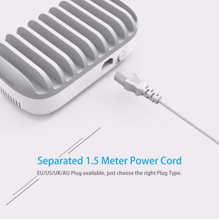 Stazione di ricarica intelligente ORICO DUK-10P 120 W 10 porte USB con supporto per telefono e tablet, EU Plug(Black), EU Plug(White), US Plug(Black), US Plug(White), UK Plug(Black), UK Plug(White), AU Plug(Black), AU Plug(White)
