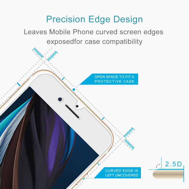 Per iPhone SE 2022 / SE 2020 Pellicola in vetro temperato con bordo ad arco grande da 50 pezzi, 50pcs