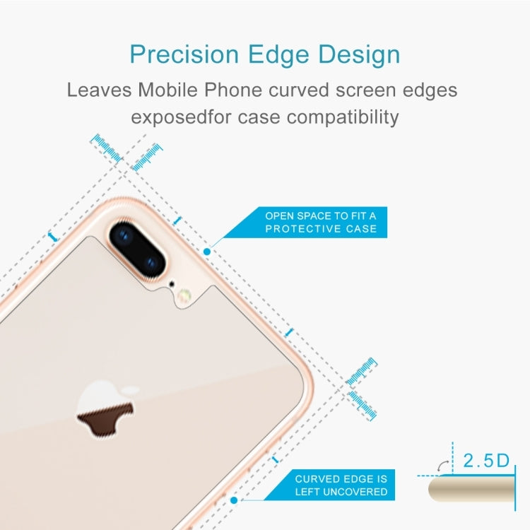 2 pezzi per iPhone 8 Plus e 7 Plus 0,3 mm 9H Durezza superficiale Bordo curvo 2,5D Proteggi schermo posteriore in vetro temperato premium antideflagrante, For 8P & 7P