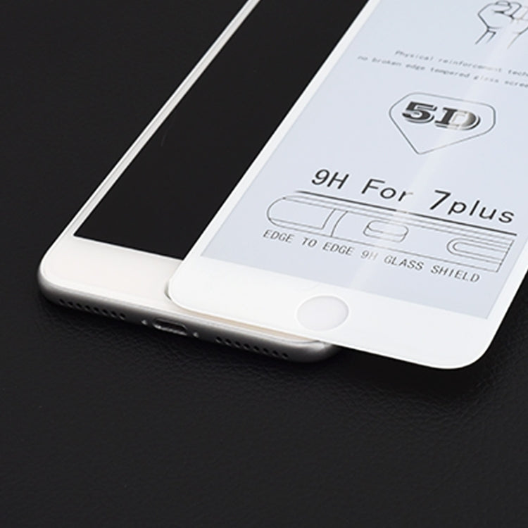 Pellicola in vetro temperato a schermo intero con colla bianca 9H 5D per iPhone 7 Plus / 8 Plus, For iPhone 7 Plus (White) (1 PC)