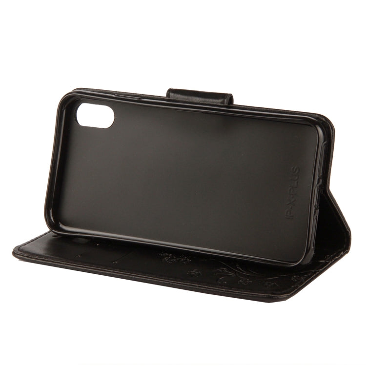 Per iPhone XR Custodia in pelle con chiusura orizzontale con motivo a farfalla in rilievo con slot per schede, supporto, portafoglio e cordino, For XR