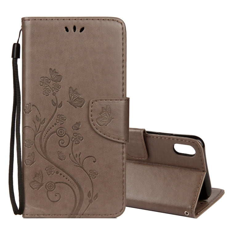 Per iPhone XR Custodia in pelle con chiusura orizzontale con motivo a farfalla in rilievo con slot per schede, supporto, portafoglio e cordino, For XR