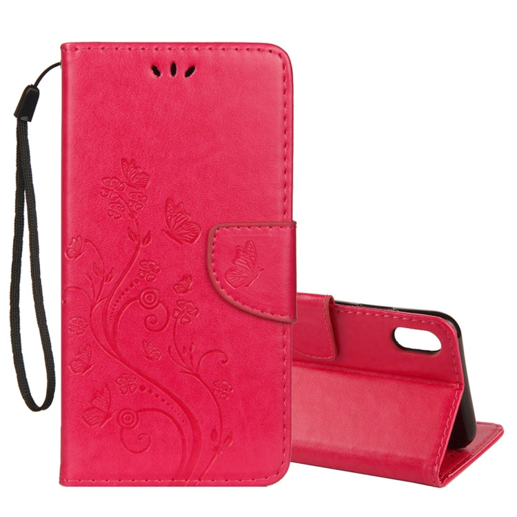 Per iPhone XR Custodia in pelle con chiusura orizzontale con motivo a farfalla in rilievo con slot per schede, supporto, portafoglio e cordino, For XR