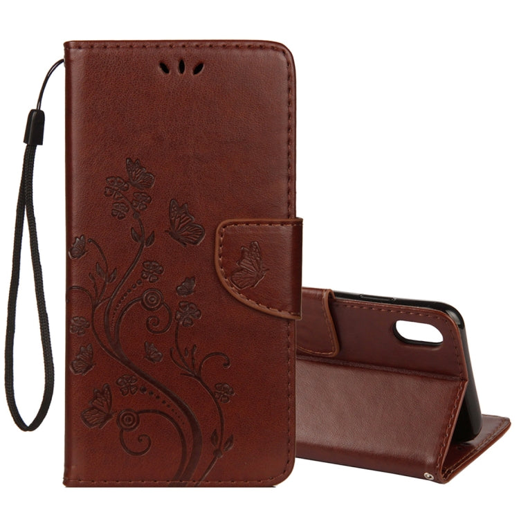 Per iPhone XR Custodia in pelle con chiusura orizzontale con motivo a farfalla in rilievo con slot per schede, supporto, portafoglio e cordino, For XR