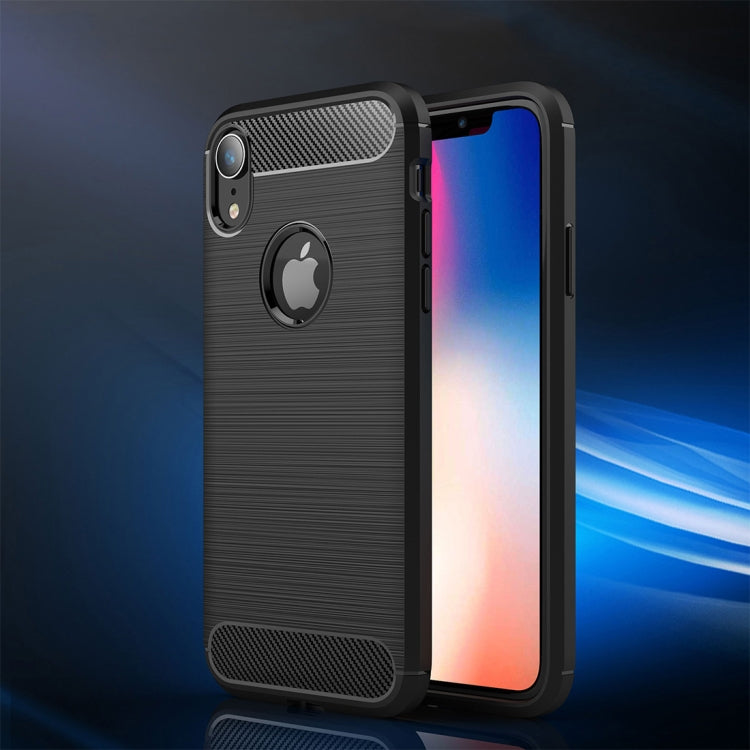 Per iPhone XR Custodia protettiva posteriore protettiva in TPU antiurto in fibra di carbonio con texture spazzolata, For iPhone XR, For XR