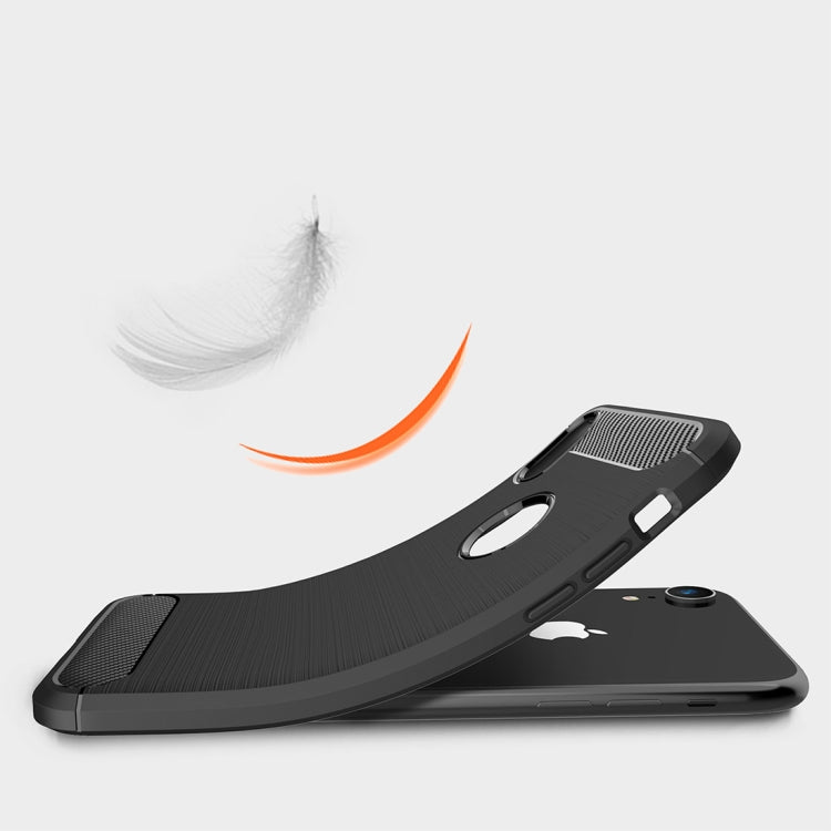 Per iPhone XR Custodia protettiva posteriore protettiva in TPU antiurto in fibra di carbonio con texture spazzolata, For iPhone XR, For XR