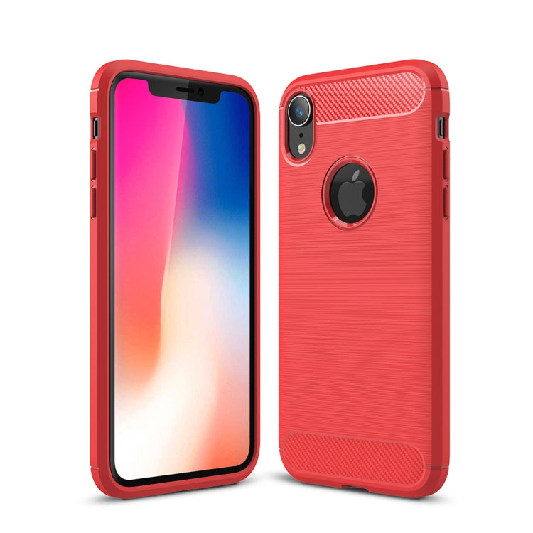 Per iPhone XR Custodia protettiva posteriore protettiva in TPU antiurto in fibra di carbonio con texture spazzolata, For iPhone XR, For XR