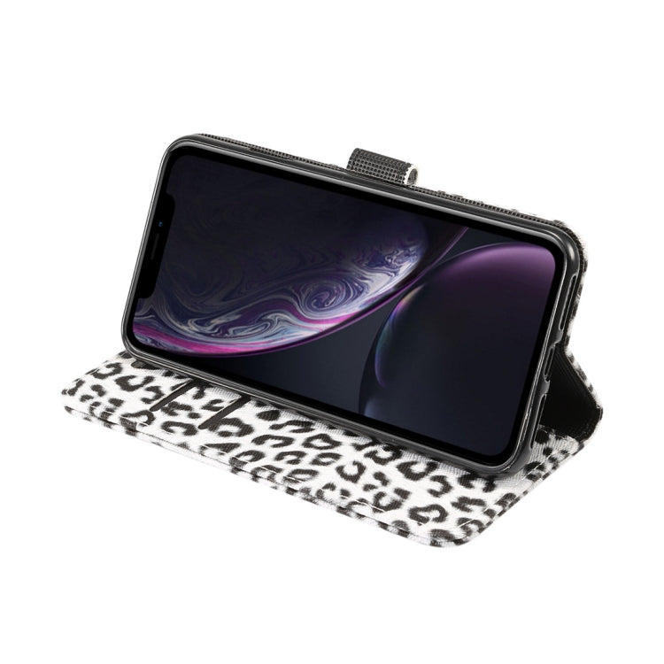 Per iPhone XR Custodia in pelle con chiusura orizzontale con motivo leopardato con supporto e slot per schede, For XR