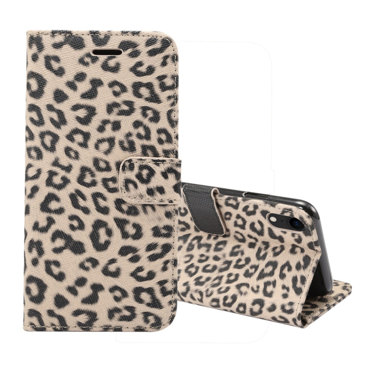 Per iPhone XR Custodia in pelle con chiusura orizzontale con motivo leopardato con supporto e slot per schede, For XR