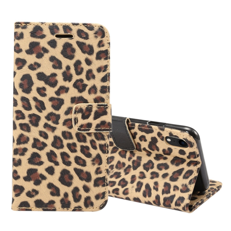Per iPhone XR Custodia in pelle con chiusura orizzontale con motivo leopardato con supporto e slot per schede, For XR