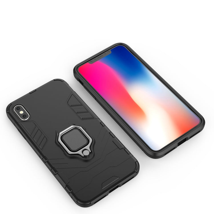 Per iPhone XS Max Custodia protettiva antiurto per PC + TPU con supporto ad anello magnetico, For XS Max