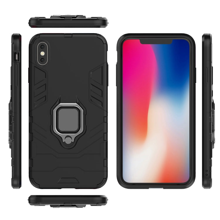 Per iPhone XS Max Custodia protettiva antiurto per PC + TPU con supporto ad anello magnetico, For XS Max