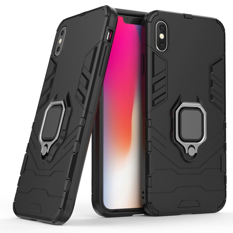 Per iPhone XS Max Custodia protettiva antiurto per PC + TPU con supporto ad anello magnetico, For XS Max