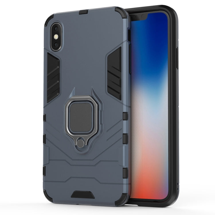Per iPhone XS Max Custodia protettiva antiurto per PC + TPU con supporto ad anello magnetico, For XS Max