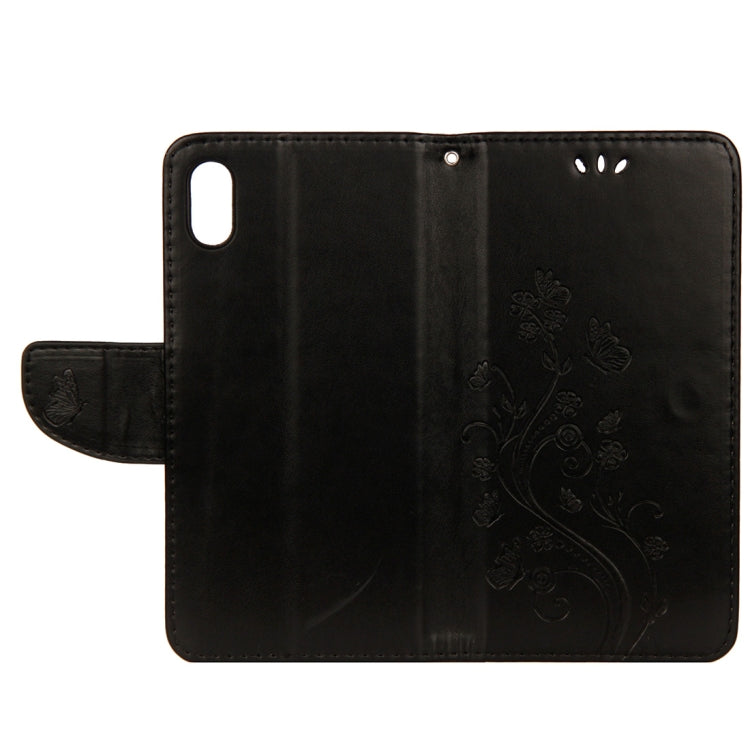 Per iPhone XS Max Custodia in pelle con chiusura orizzontale con motivo a farfalla in rilievo con slot per schede, supporto, portafoglio e cordino, For XS Max