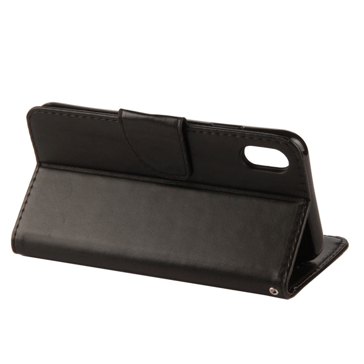 Per iPhone XS Max Custodia in pelle con chiusura orizzontale con motivo a farfalla in rilievo con slot per schede, supporto, portafoglio e cordino, For XS Max