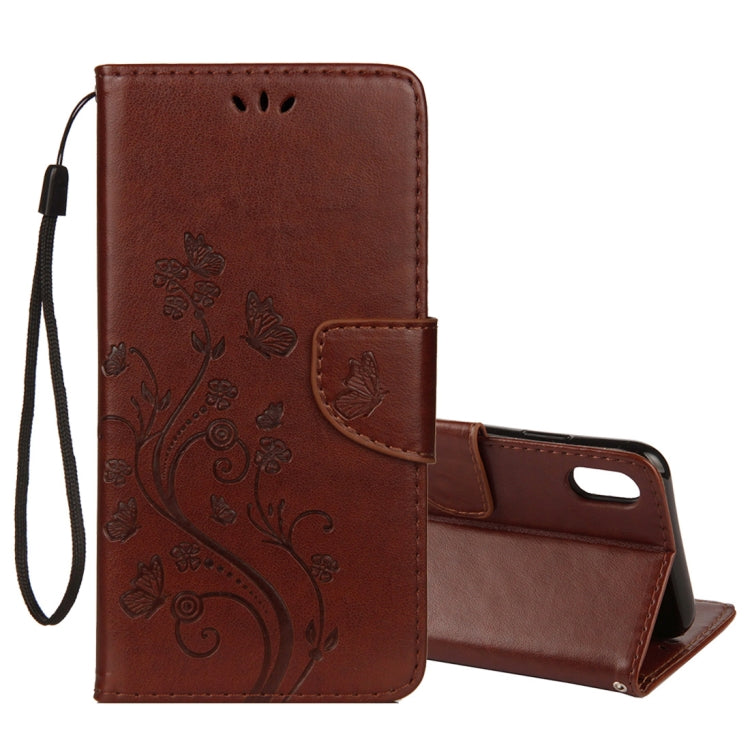 Per iPhone XS Max Custodia in pelle con chiusura orizzontale con motivo a farfalla in rilievo con slot per schede, supporto, portafoglio e cordino, For XS Max