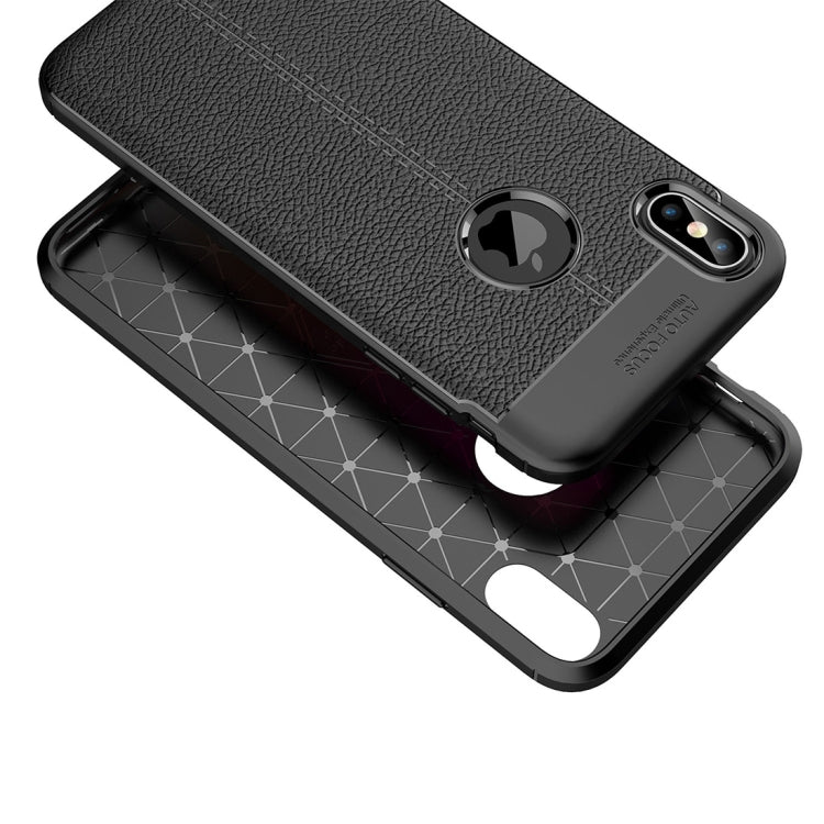 Per iPhone XS Max Custodia in TPU con trama litchi, For XS Max